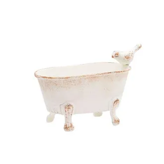 Foreside Home And Garden Abeline Bird White Bathtub Mini Planter at Nordstrom