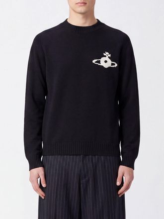 Vivienne Westwood Pure Wool Turtleneck Jumper with Orb Logo Embroidered on the Chest