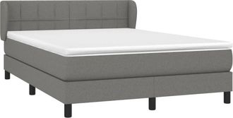 vidaXL Cama Box Spring Con Colch&oacute;n Tela Gris Oscuro 140x190 Cm Vidaxl
