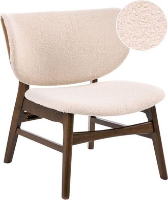 Beliani Armchair Brown and Light Beige Polyester Boucle Fabric Rubberwood Legs Retro Traditional Style DAY