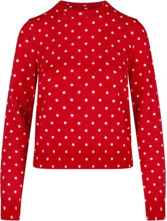Comme Des Gar&ccedil;ons Red Polka Dot Cropped Crewneck Sweater