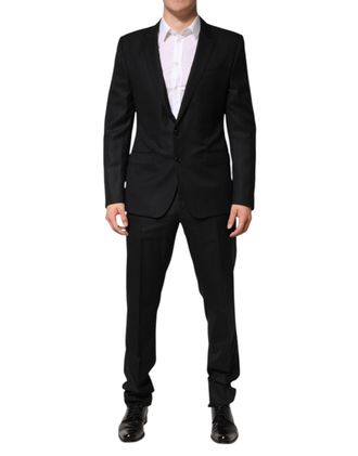 Dolce & Gabbana Black Jacquard Single Breasted 2 Piece Mens Suit