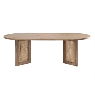 Calicosy Oval Coffee Table With Rattan Legs, 120 Cm Long - TALIA in Light Brown