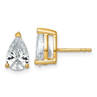 Diamond2Deal 14k Gold 3 ct Pear Lab Grown Diamond Stud Earrings VS Clarity, G-H Color