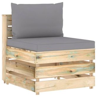 vidaXL Sof&aacute; Central Seccional Con Cojines Madera Impregnada Gris Vidaxl