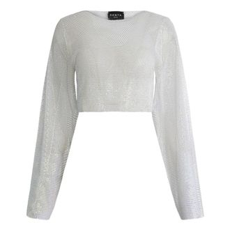 Santa Brands Tops, Dames, Wit, M, Katoen, Diamond Top Wide Sleeve