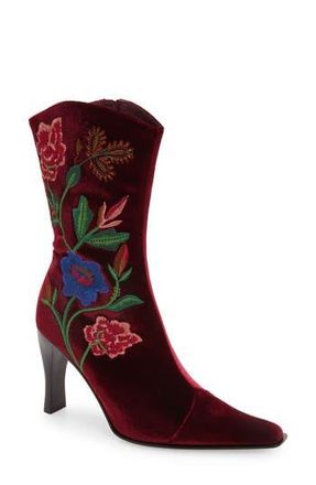 Jeffrey Campbell Be-Bold-Em Boot in Wine Velvet Floral Multi at Nordstrom Rack, Size 10