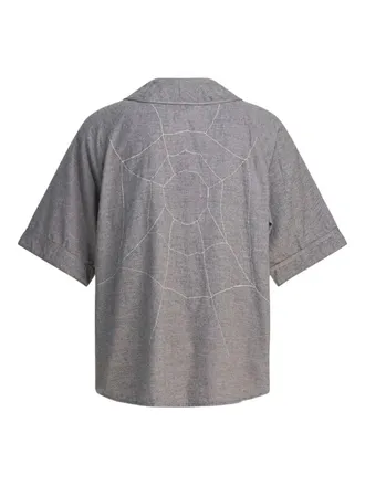 KAPITAL text-print buttoned shirt - men - Linen/Flax - One Size - Grey