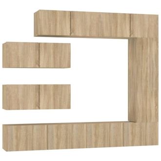 Berkfield Home 7 Piece TV Cabinet Set Sonoma Oak Engineered Wood in Light Oak