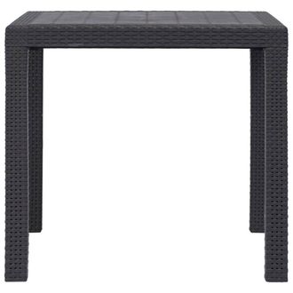 Berkfield Home Garden Table Brown 79x79x72 cm Plastic Rattan Look | Size: 79 x 79 x 72 cm