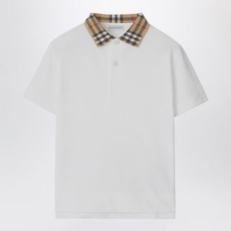 Burberry White polo shirt with Check-pattern collar