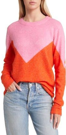 Vero Moda Plaza Colorblock Crewneck Sweater in Sachet Pink Detail W at Nordstrom Rack, Size Xx-Large