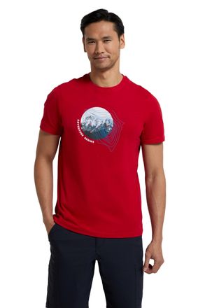 Mountain Warehouse Adventure Begins Cotton Mens T-Shirt - Cotton, Lightweight, Breathable Tee Shirt - for Spring Summer, Outdoors, Camping & Hiking Red (Adventure) XS