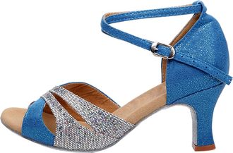 Generic Elegant Womens Prom Ballroom Latin Dance Sandals with Fashion Rhinestone Embellishments for Stylish Performances (A, 4.5)