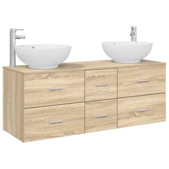 vidaXL Juego De Muebles De Ba&ntilde;o 3 Uds. Roble Sonoma Vidaxl