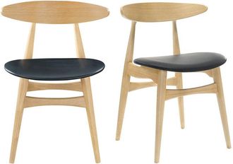 Miliboo Silla Madera Clara Y Pu Negro Escandinavo Japon&eacute;s (lote De 2) Walford