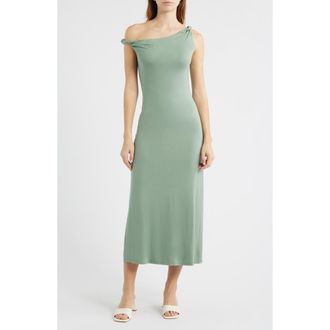 Nia Carmella Asymmetric Midi Dress in Loden Forest at Nordstrom, Size X-Large
