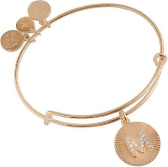 Alex and Ani Pave Starburst Texture Initial Bangle Bracelet in Gold - M at Nordstrom