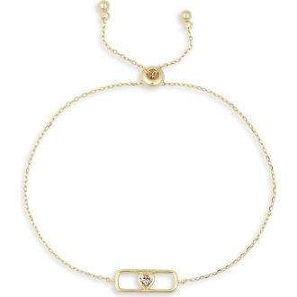 Argento Vivo Heart Cubic Zirconia Charm Slider Bracelet in Gold at Nordstrom Rack