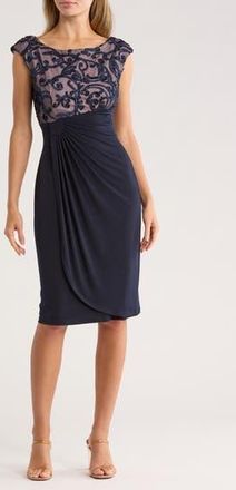 Connected Soutache Bodice Cocktail Dress in Navy/mauve at Nordstrom Rack, Size 10