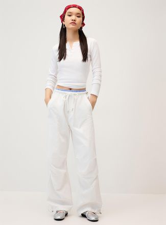 Twik Womens Overlaid effect parachute pant