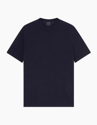 A|X Armani Exchange Mens Slim Fit Textured Knitted Navy T-Shirt - Size: 40