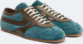 Dries Van Noten Leather-trimmed suede sneakers