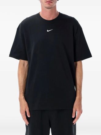 Nike swoosh-print T-shirt - men - Cotton - L - Black