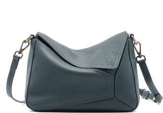 Generic Compatible For Leather Womens Geometric Shoulder Bag For Ladies Large Capacity Pillow Crossbody Handbag(Blue)