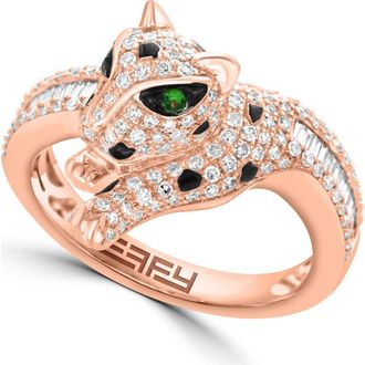 Effy 14K Rose Gold Diamond & Tsavorite Panther Ring in 14K Gold at Nordstrom, Size 7