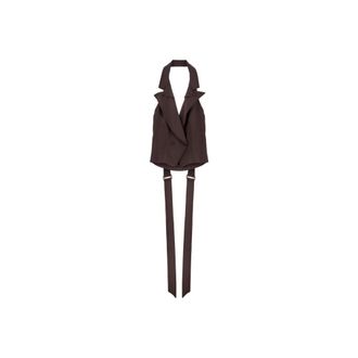 Elisabetta Franchi Geknoopte V-hals Vest - Dames - Jassen - Bruin - Maat: S Viscose