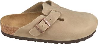 Birkenstock Boston Geolied Leren Sandalen Smal - Dames - Slip ons - Beige - 39 EU - Leer - Schoenen