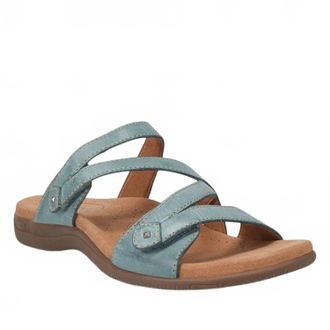 Taos Womens Double U Leather Strap Sandals In Teal
