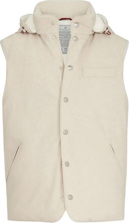 Brunello Cucinelli Natural Sleeveless Hood Jacket