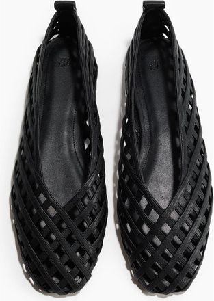 H&M Braided-look Ballet Flats in Black at Nordstrom, Size 11