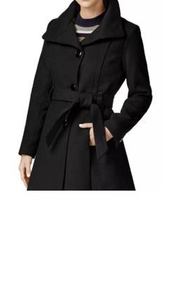 Madden Girl Juniors Belted Skirted Coat Black Size Medium