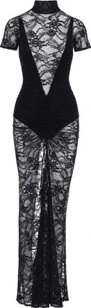 Andamane Black Palma Sheer Lace V-Neck Maxi Dress
