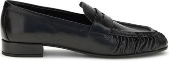 Prada Schoenen, Dames, Zwart, 35 EU, Leer, Leren Loafers met Blokhak