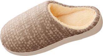 Generic Cozy Winter Mop Slippers for Women and Men Soft Indoor Shoes with Slip Sole Design for Home Comfort (Brown, 6)