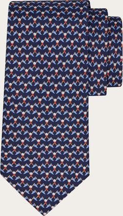 Ferragamo Men Club print silk tie Blue