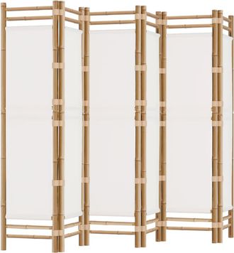vidaXL Biombo Plegable De 6 Paneles Bamb&uacute; Y Lona 240 Cm Vidaxl