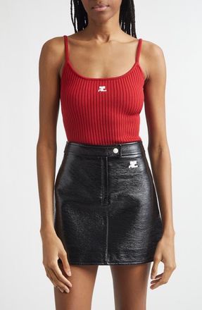 Courr&egrave;ges Logo Rib Tank Top in Red at Nordstrom, Size Xx-Large