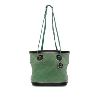 Chanel Pre-owned Tote Bags, female, Green, Size: ONE SIZE Pre-owned Quilted Leather Tote Bag