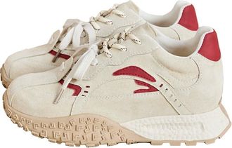 Generic Women Leather Double lace Shoes are Casual Versatile Thick Soled Breathable Non Slip Comfortable Sports Shoes (White,4.5)