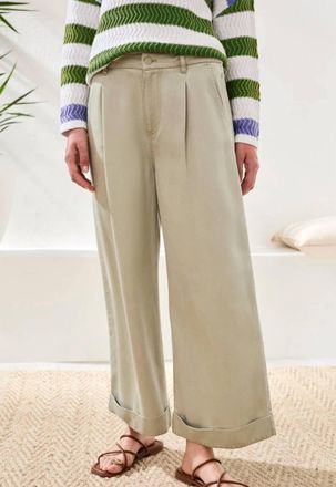 Tribal Brooke Pleated Wide Leg Pants With Cuffs In Cactus Clay