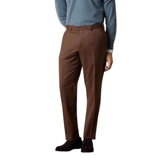 Brooks Brothers Flat Front Performance Twill Virgin Wool Broeken - Heren - Broeken - Bruin - Maat: W32 Wol