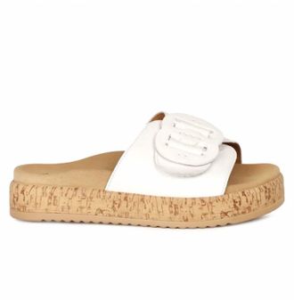 Gabor Womens Leather Adjustable Buckle Sandal In White