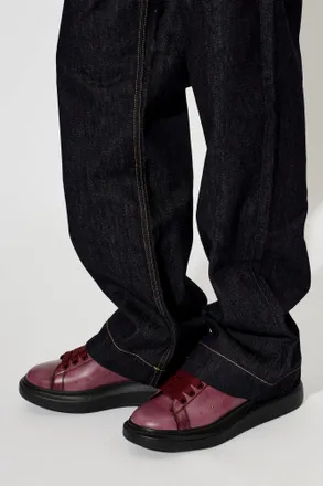 Alexander McQueen Leather Sports Shoes, Mens, Purple