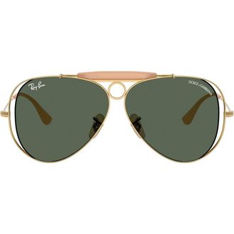 Ray-Ban Shooter 58mm Pilot Sunglasses in Arista /Dark Green at Nordstrom