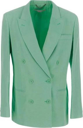 Stella McCartney Oversized Double-Breasted Jas - Dames - Blazers - Groen - XS - Leer - Jassen